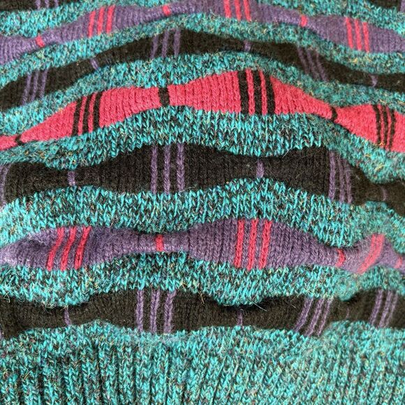 Vintage 90s Cattivo Sweater Coogi Style 3D Knit Size Medium Geometric - Picture 8 of 14